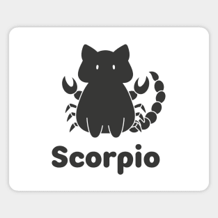 Scorpio Cat Zodiac Sign with Text (Black and White) Magnet